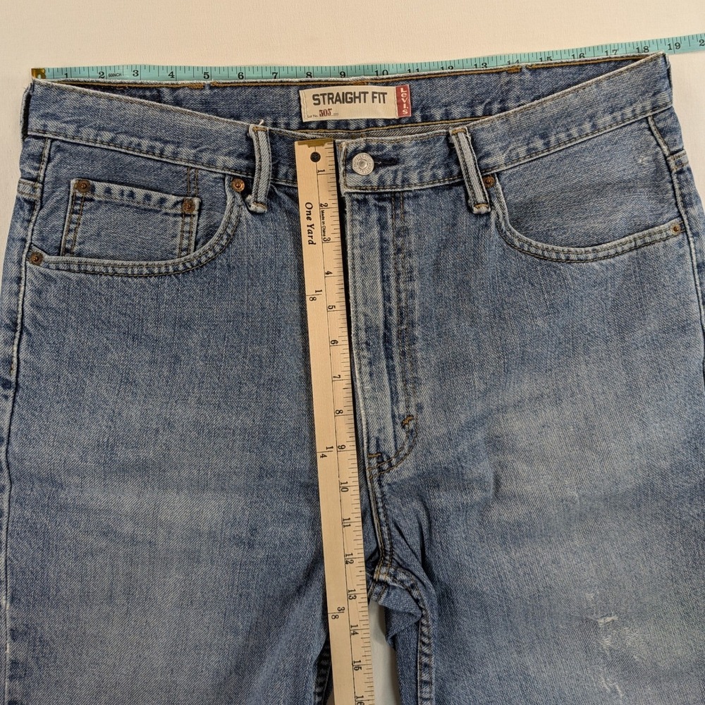 Levis 505 Jean Shorts Mens 38 Straight Fit Distressed Denim Dad Grandpa y2k VTG - Picture 5 of 11